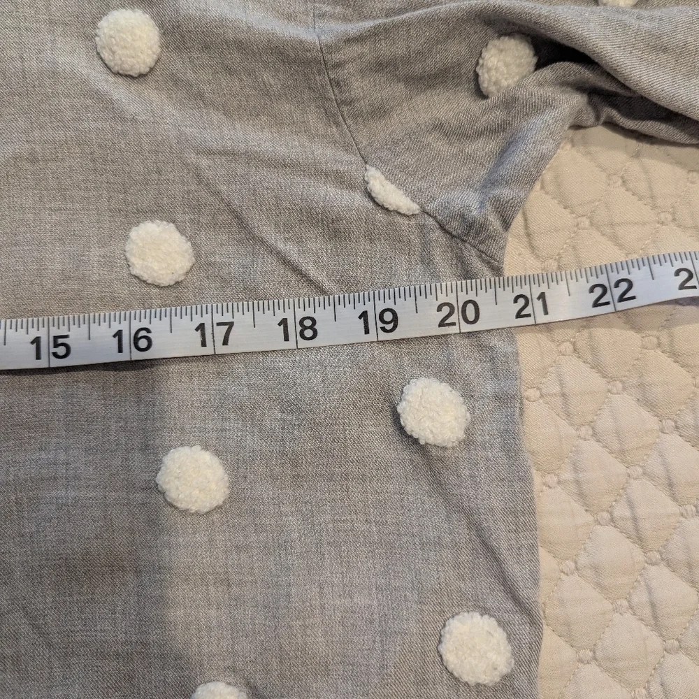 ZARA Puff Sleeve Gray With White Polka Dot Top Size XS